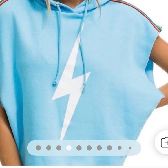 Aviator Nation Light Blue Lightning Pullover Hoodie Vest - Picture 2 of 14